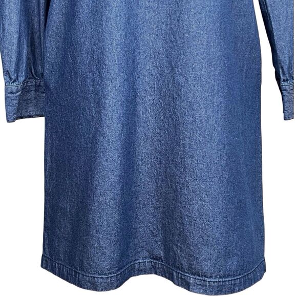 DRAPER JAMES Chambray Ruffle Shift Dress Size 4 Blue Denim Dark Wash - Picture 5 of 16